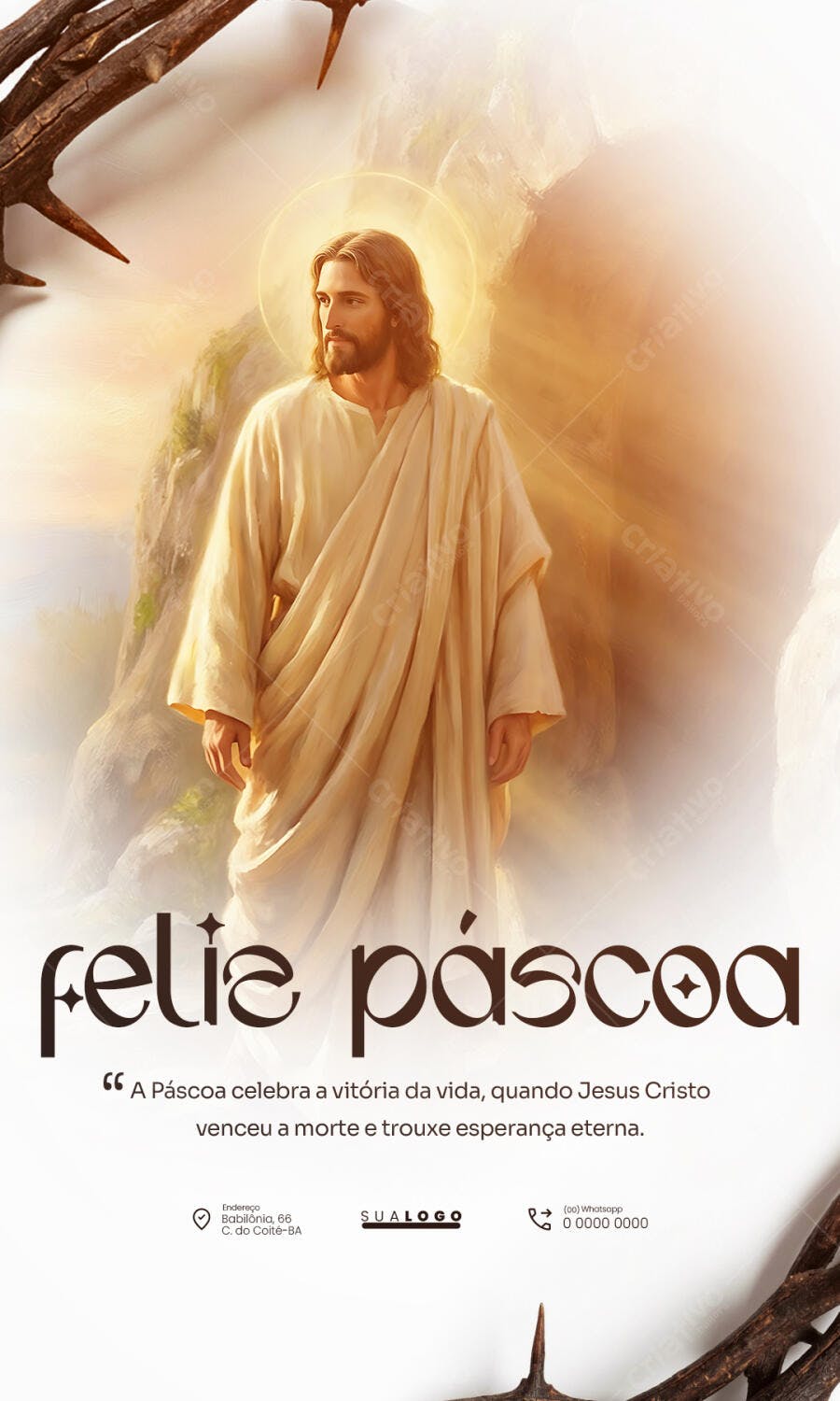 Flyer Feliz Páscoa Igreja PSD Editável