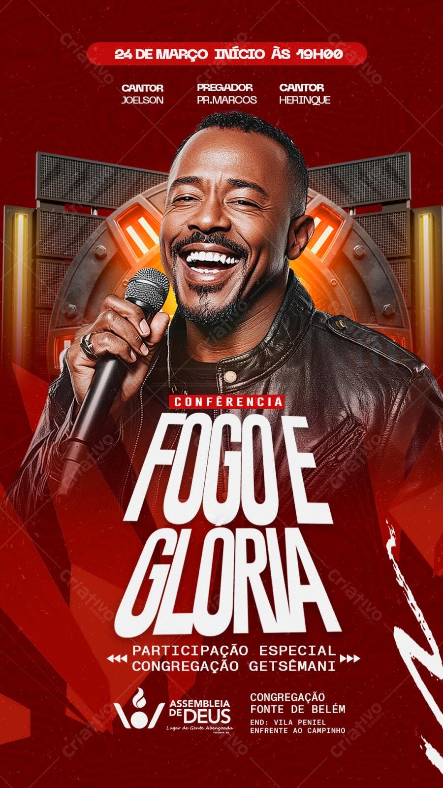 Flyer Conferência Evangélica Fogo e Glória PSD Editável