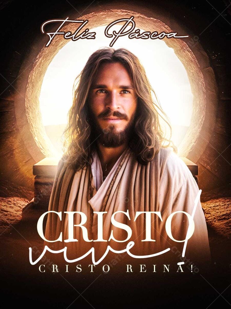 Post Instagram Páscoa Cristo Vive PSD Editável