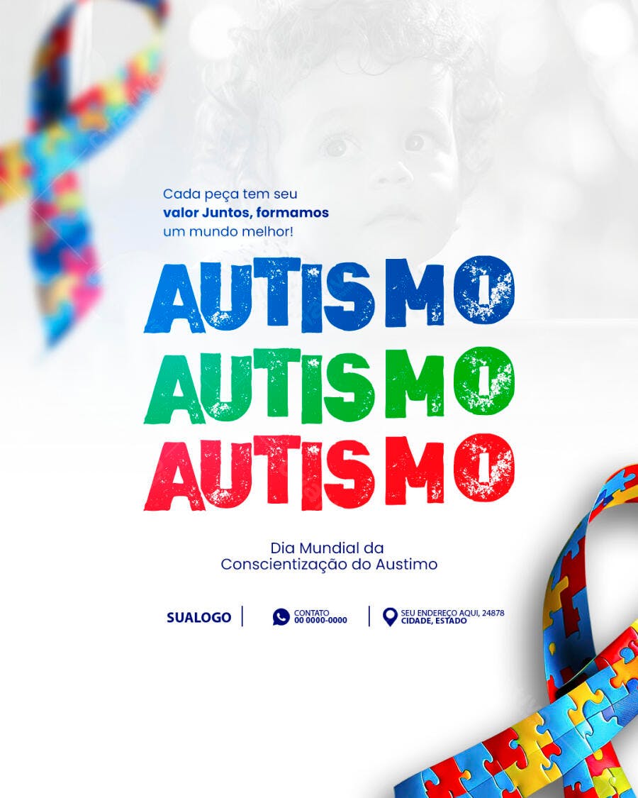 Post Instagram Dia Mundial Conscientização Autismo PSD Editável
