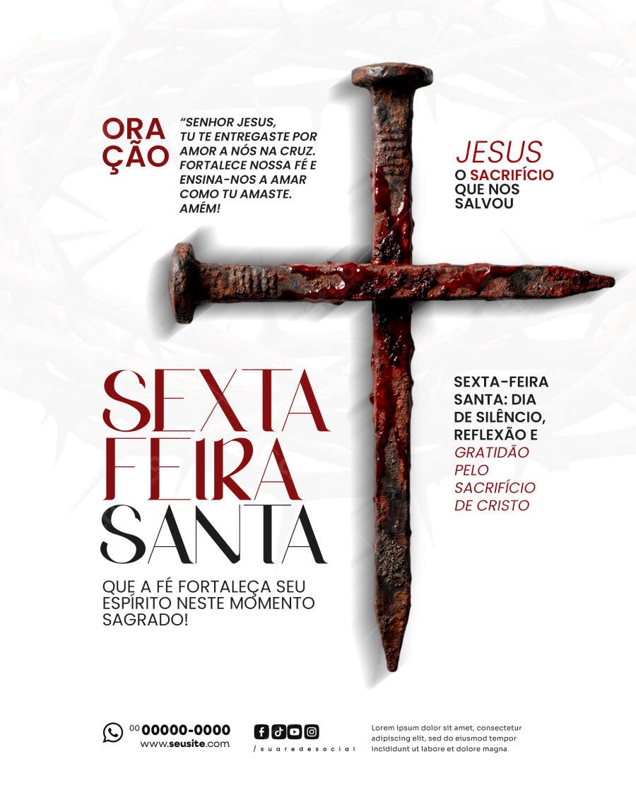 Post Instagram Sexta-Feira Santa Páscoa PSD Editável
