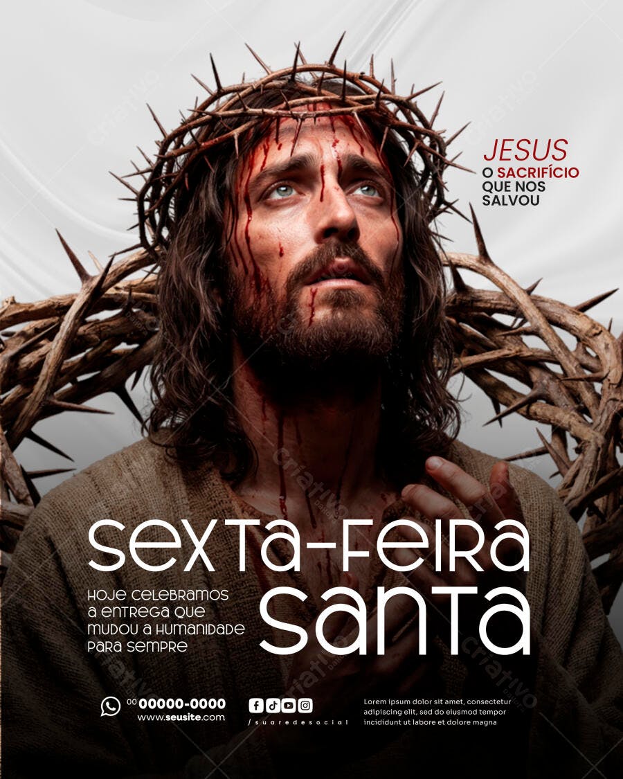 Post Instagram Sexta-Feira Santa Páscoa PSD Editável
