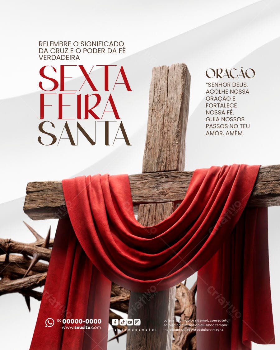 Post Instagram Sexta-feira Santa Páscoa PSD Editável