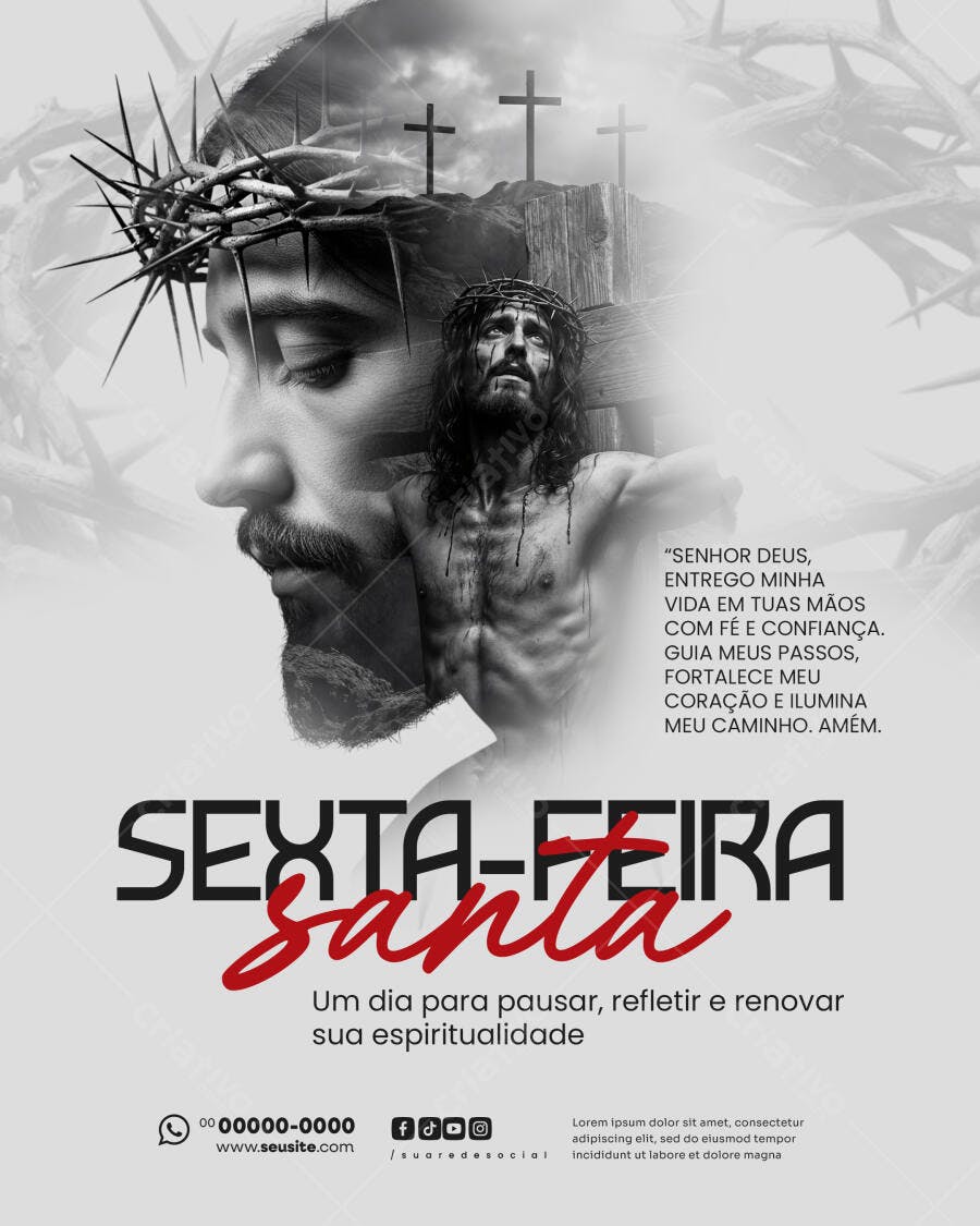 Post Sexta-feira Santa Páscoa Religioso PSD Editável
