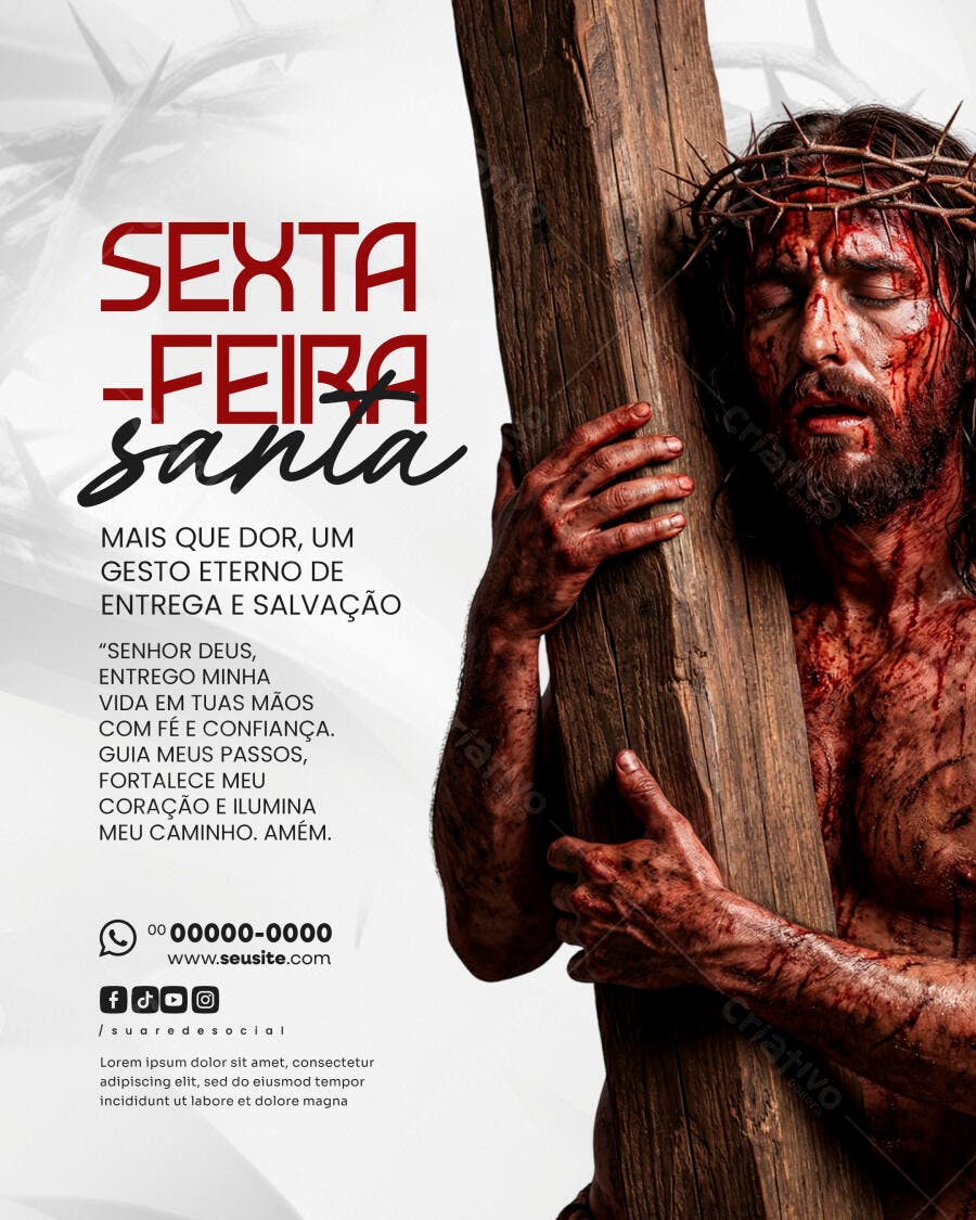 Post Sexta-Feira Santa Páscoa Religioso PSD Editável
