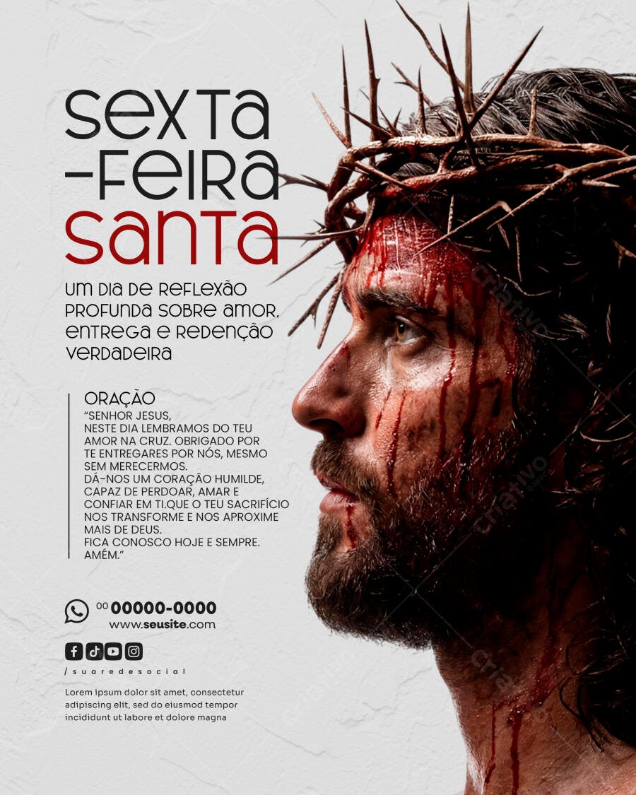 Flyer Sexta-Feira Santa Páscoa Religioso PSD Editável