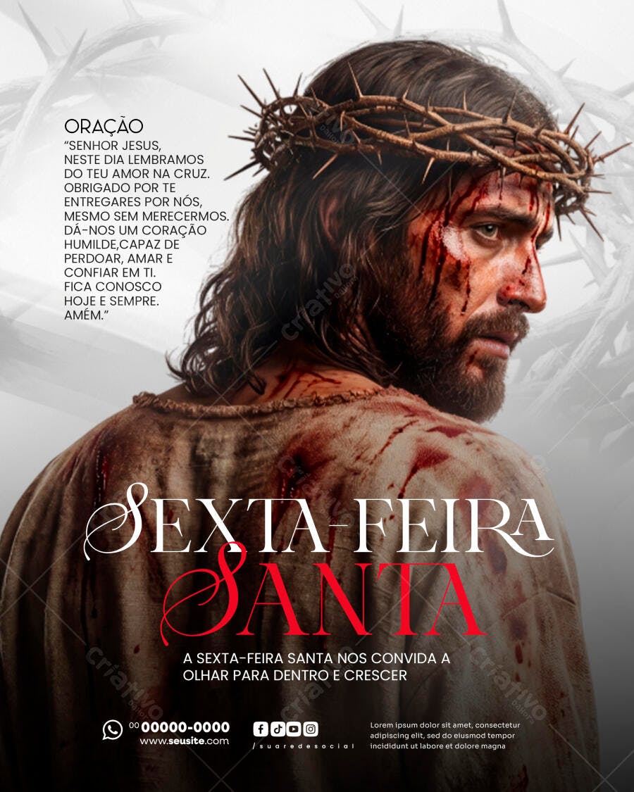 Post Sexta-feira Santa Páscoa Religioso PSD Editável