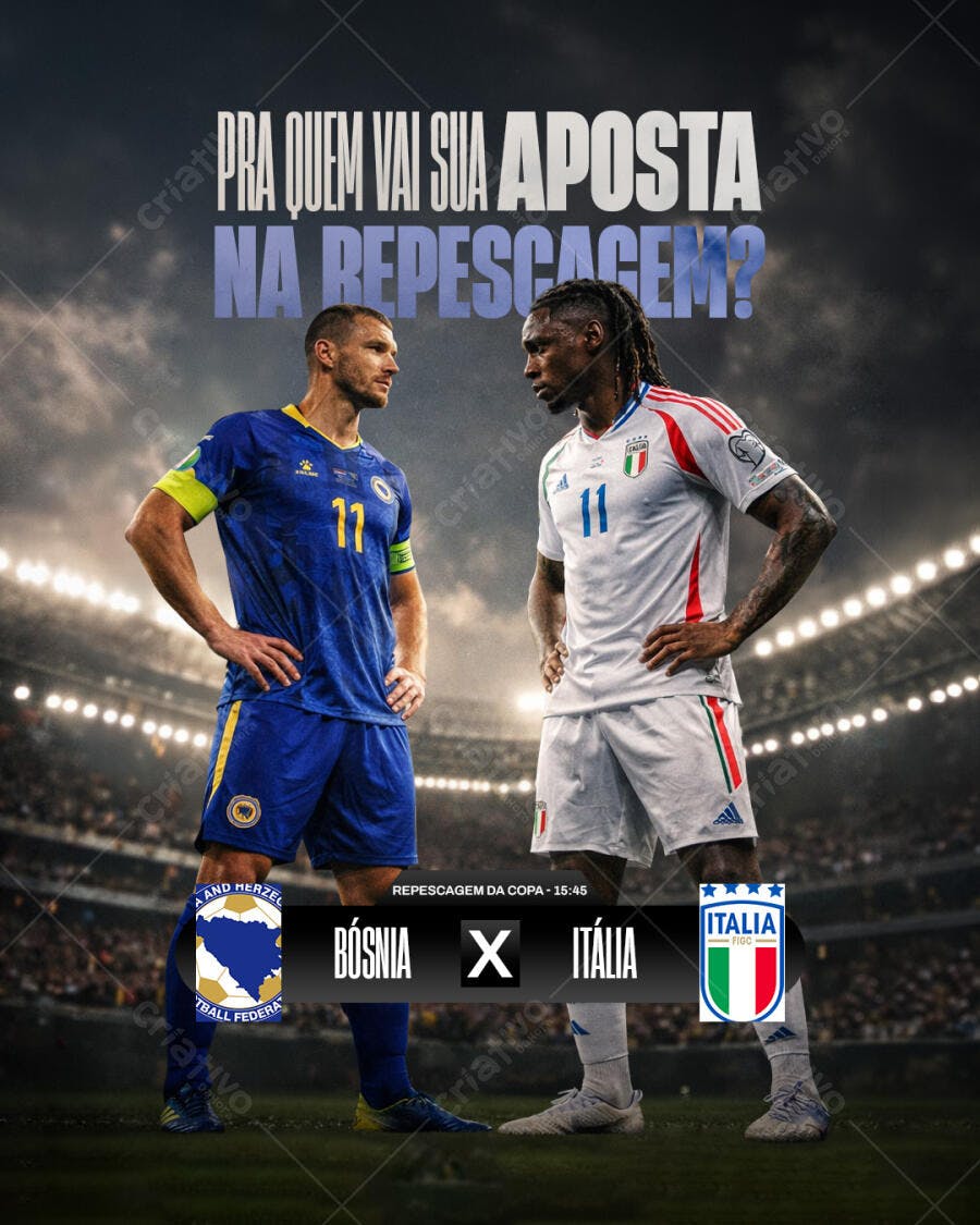 Post Instagram Aposta Esportiva Futebol Repescagem PSD Editável