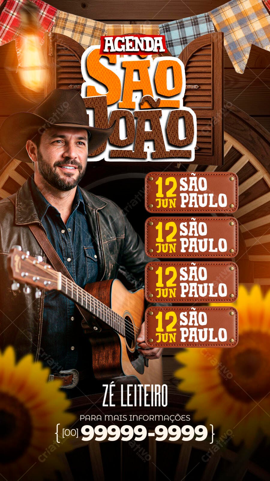 Agenda São João Festa Junina Sertaneja PSD Editável
