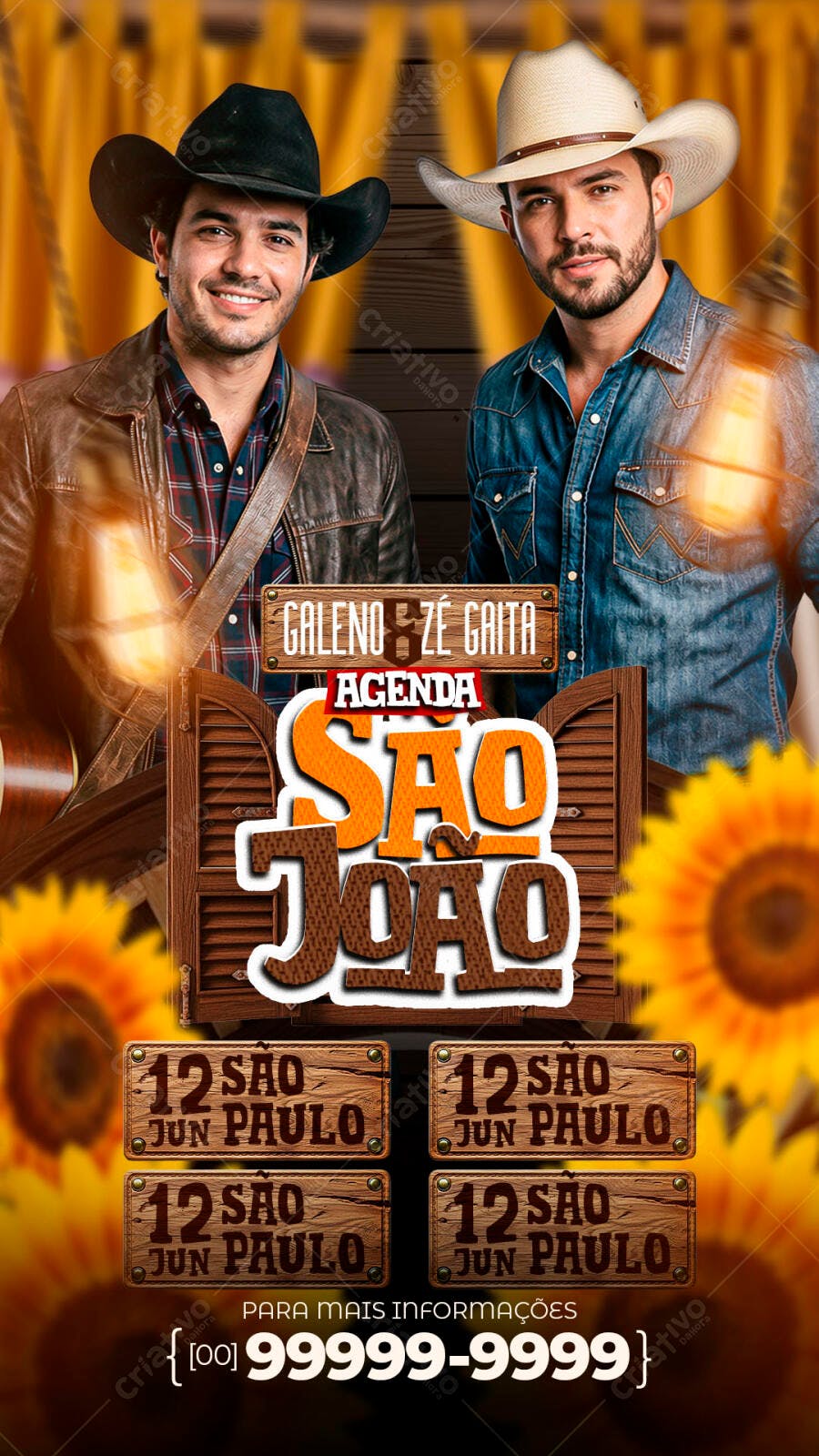 Flyer São João Festa Junina Sertaneja PSD Editável