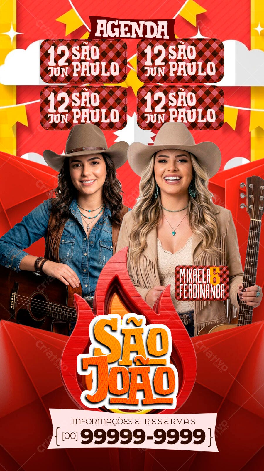 Flyer São João Festa Junina Sertaneja PSD Editável