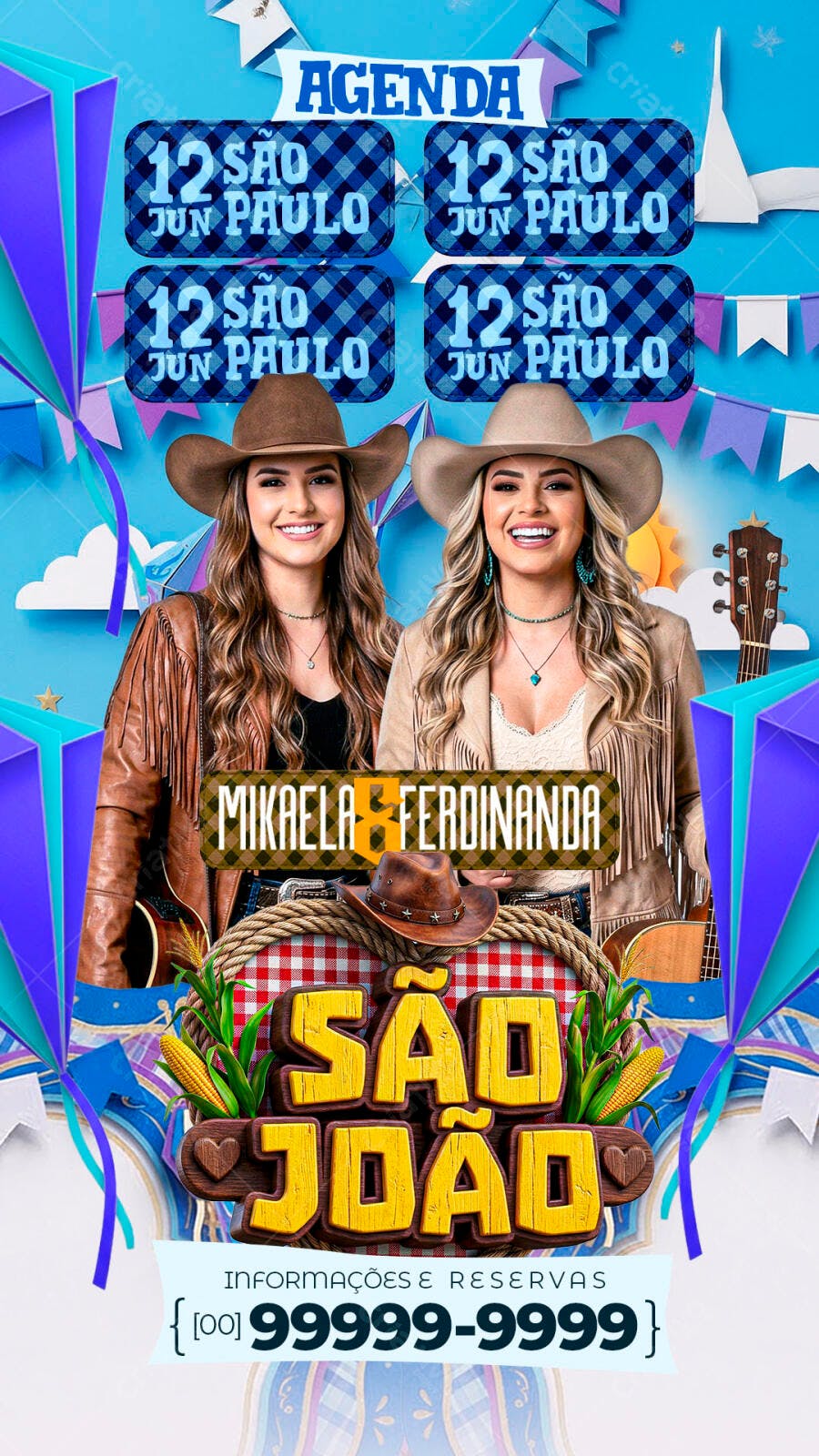 Flyer São João Festa Junina Sertanejo PSD Editável