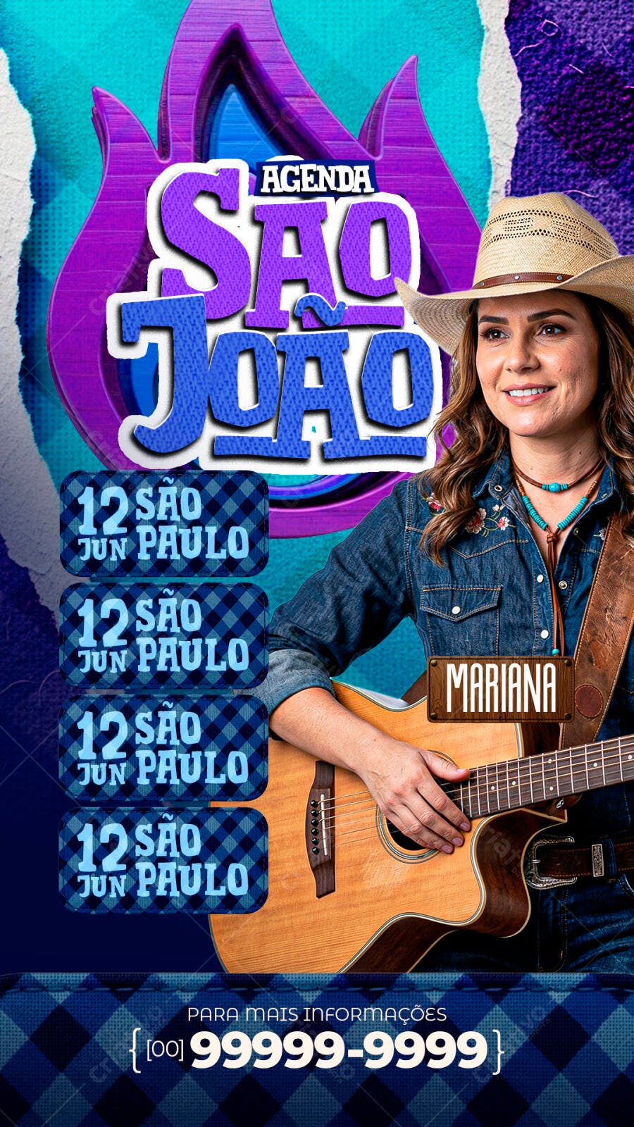 Story Instagram Agenda São João Festa Junina PSD Editável