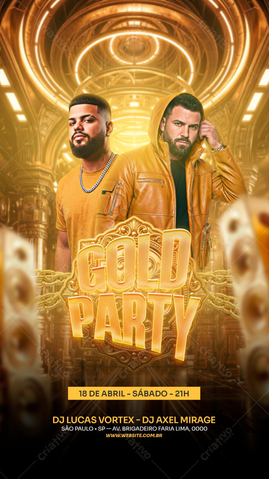Flyer Gold Party Balada Evento PSD Editável