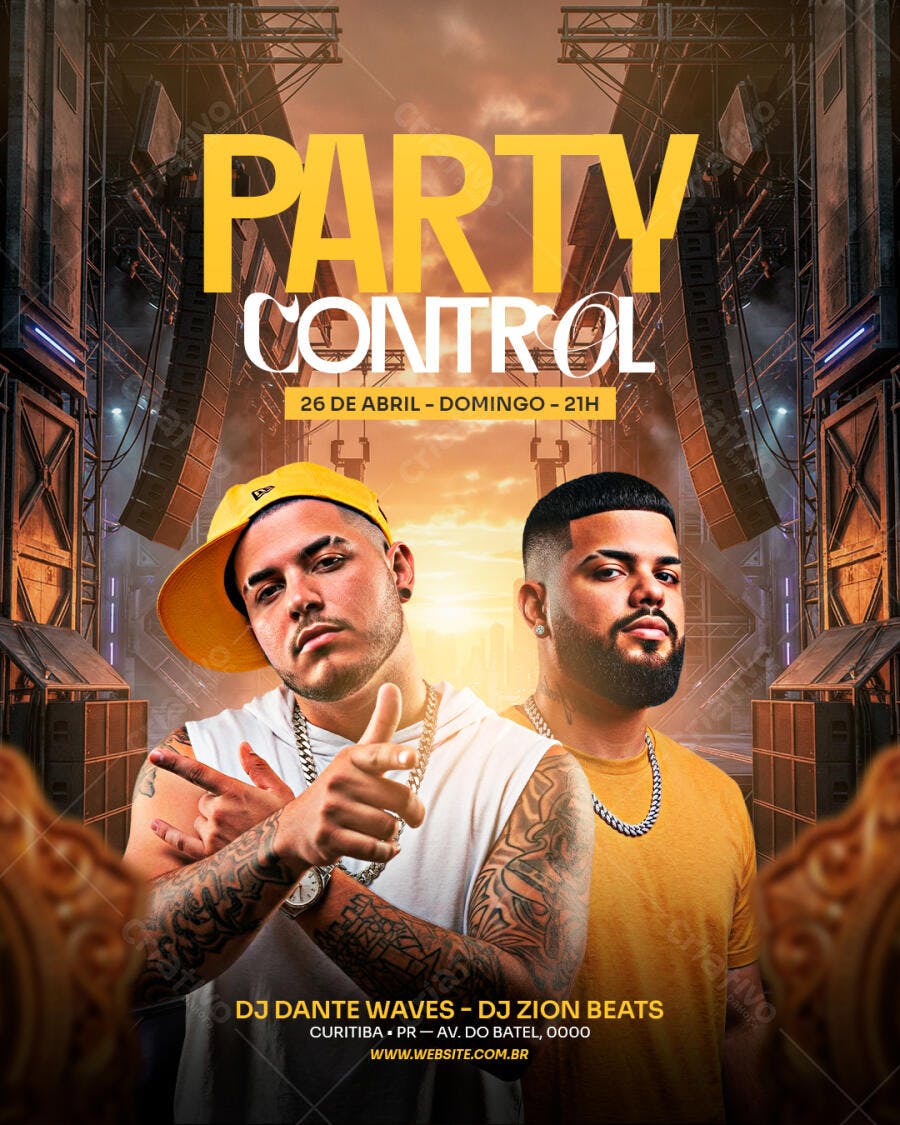 Flyer Festa Balada Party Control PSD Editável