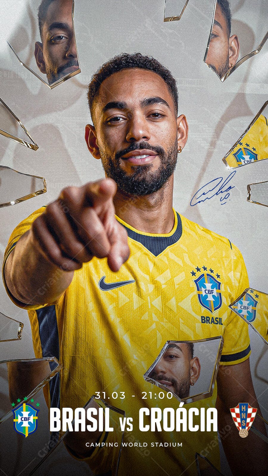 Post Instagram Brasil vs Croácia Futebol PSD Editável