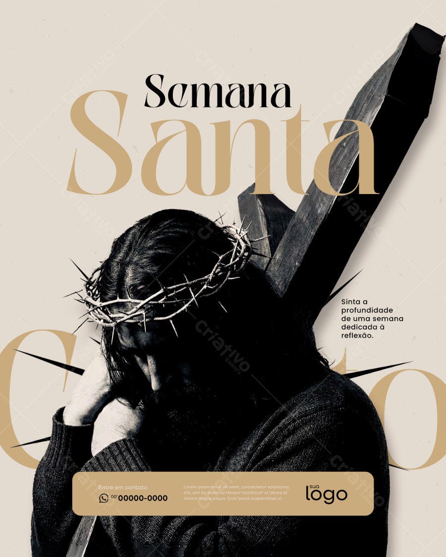 Post Instagram Semana Santa Páscoa PSD Editável