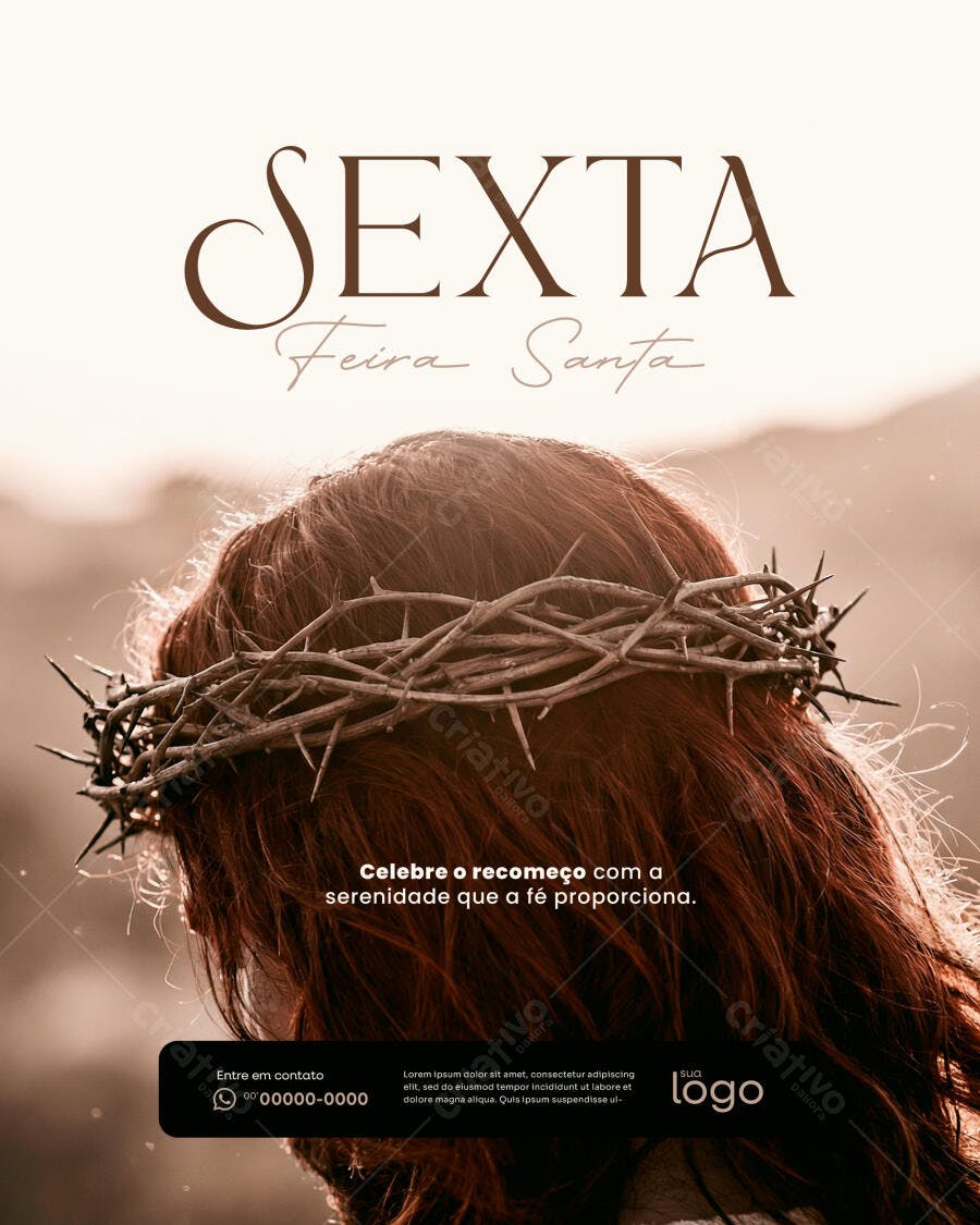 Post Sexta-feira Santa Páscoa Religioso PSD Editável