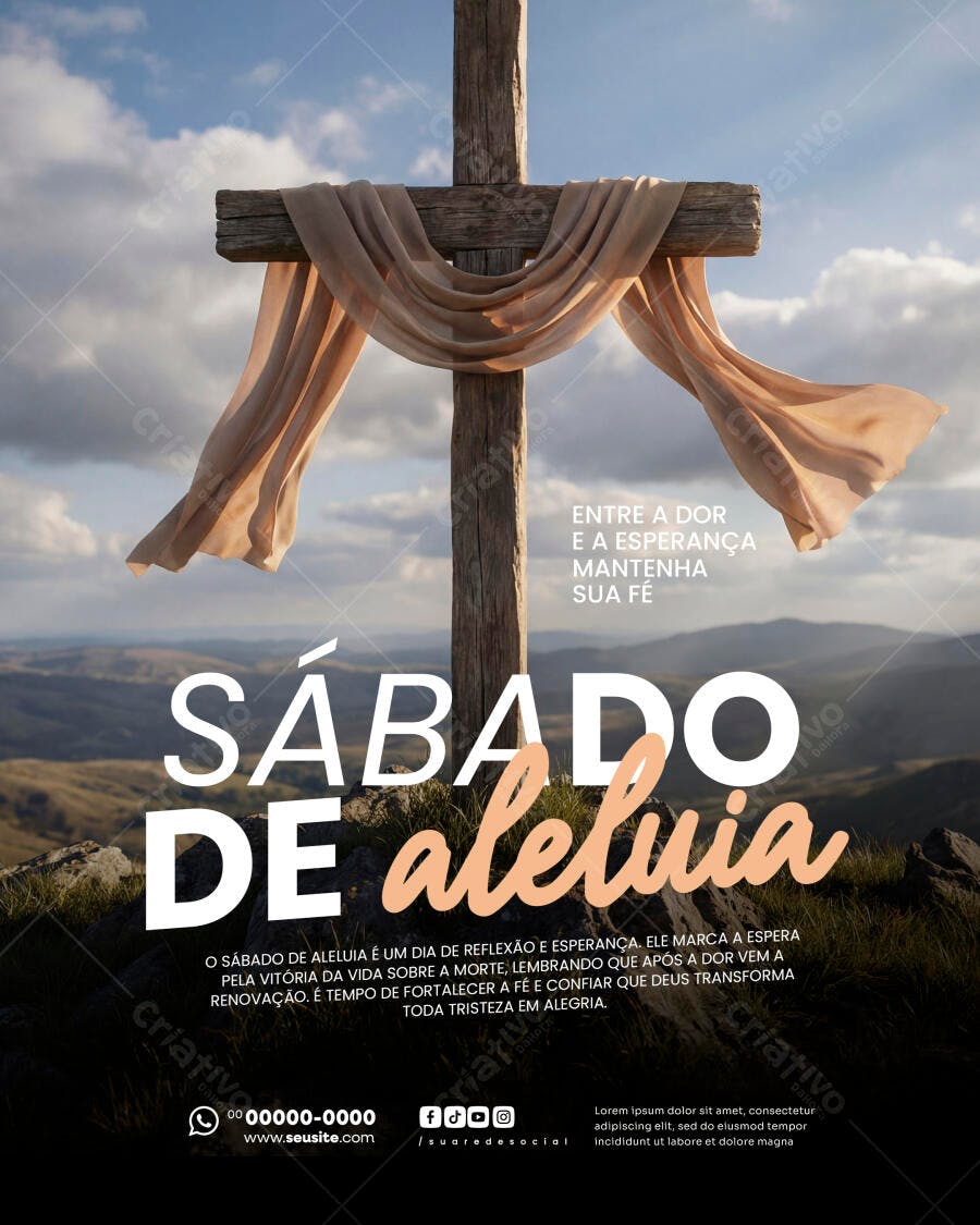 Post Instagram Sábado de Aleluia Igreja PSD Editável
