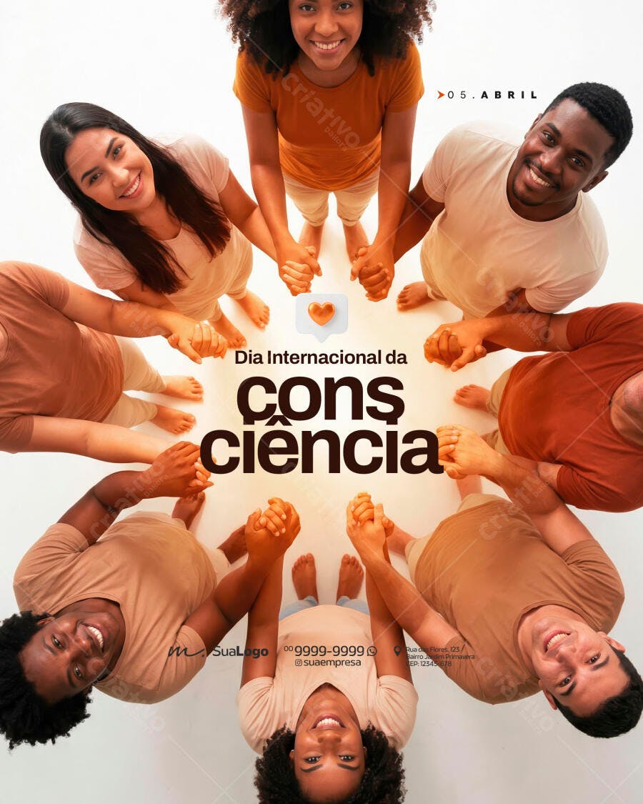 Post Dia Internacional da Consciência 5 de Abril PSD Editável
