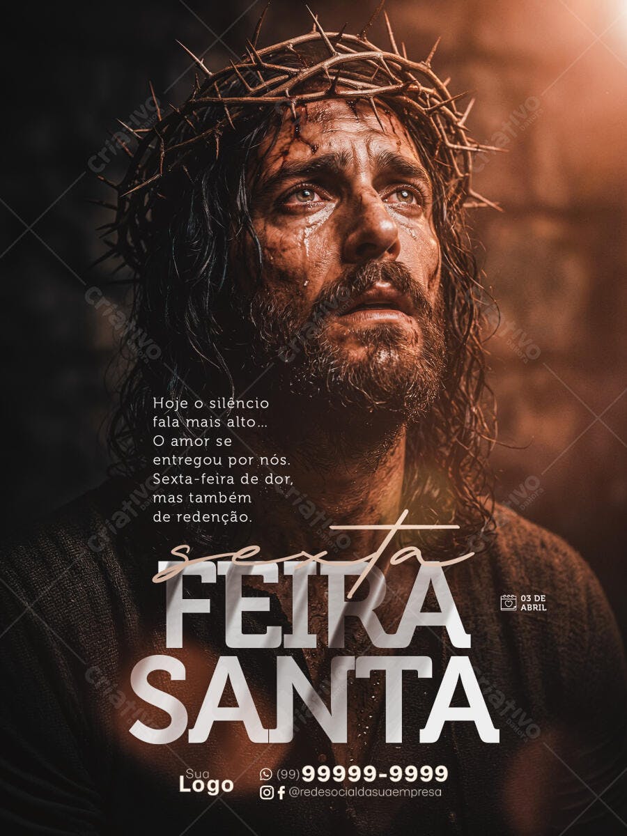 Post Sexta-feira Santa Páscoa PSD Editável