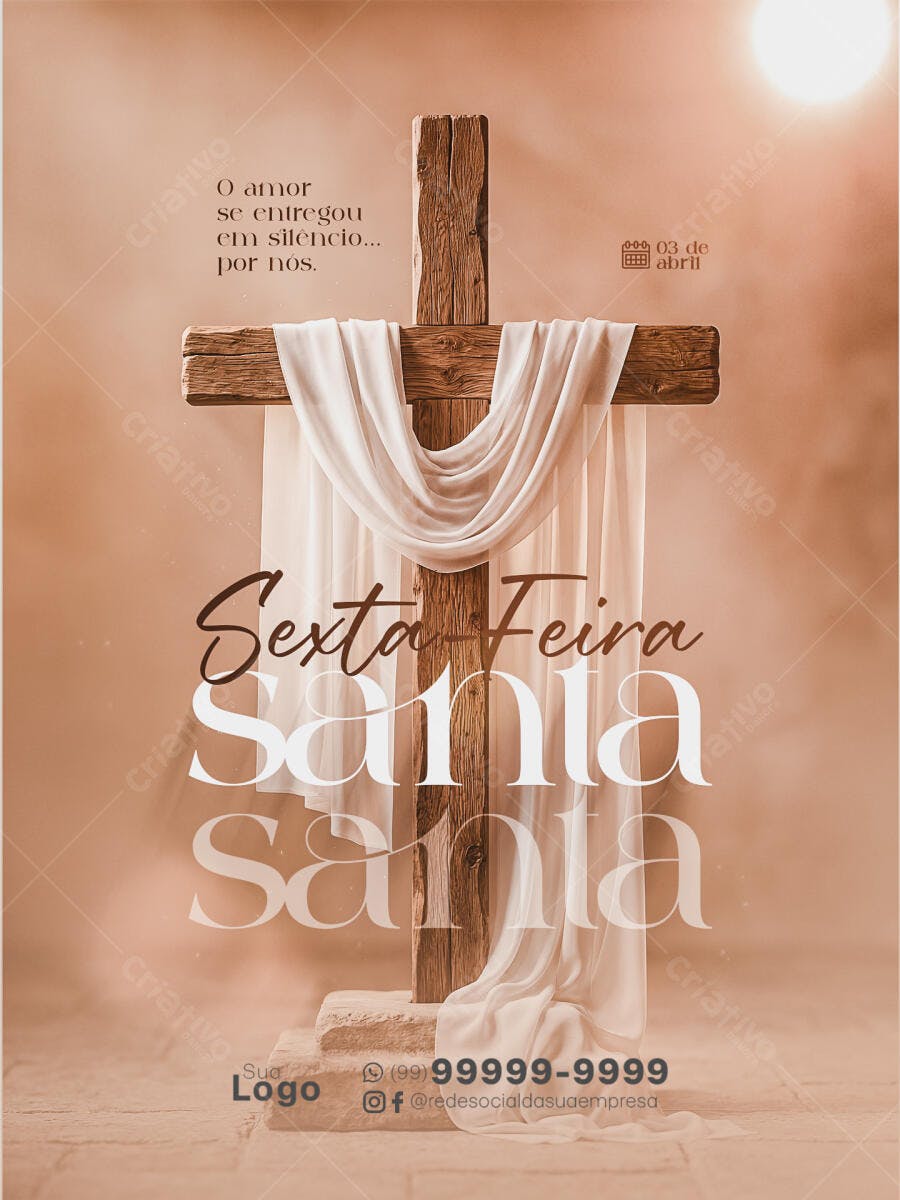 Post Sexta-Feira Santa Páscoa Religioso PSD Editável