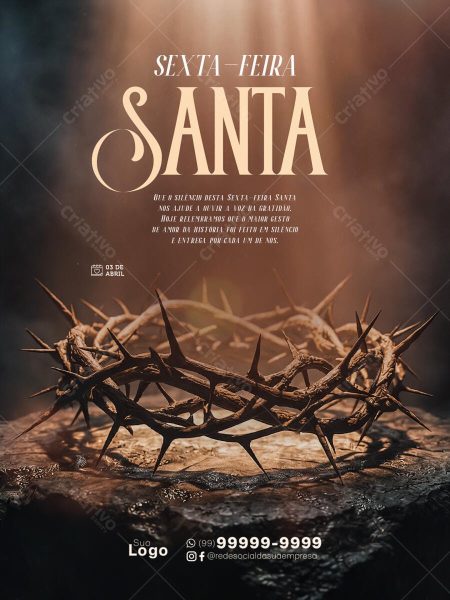 Post Sexta-Feira Santa Páscoa Religioso PSD Editável