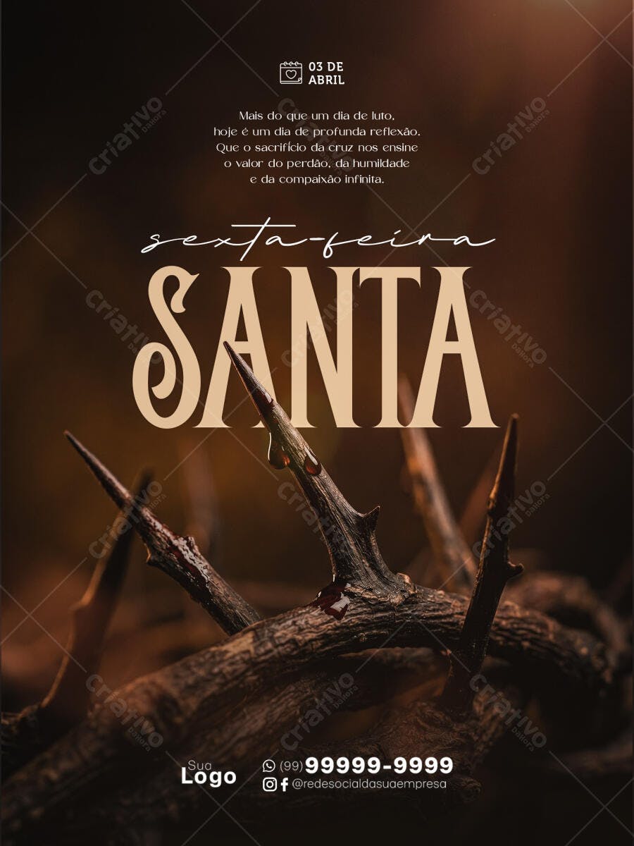 Post Instagram Sexta-feira Santa Páscoa PSD Editável