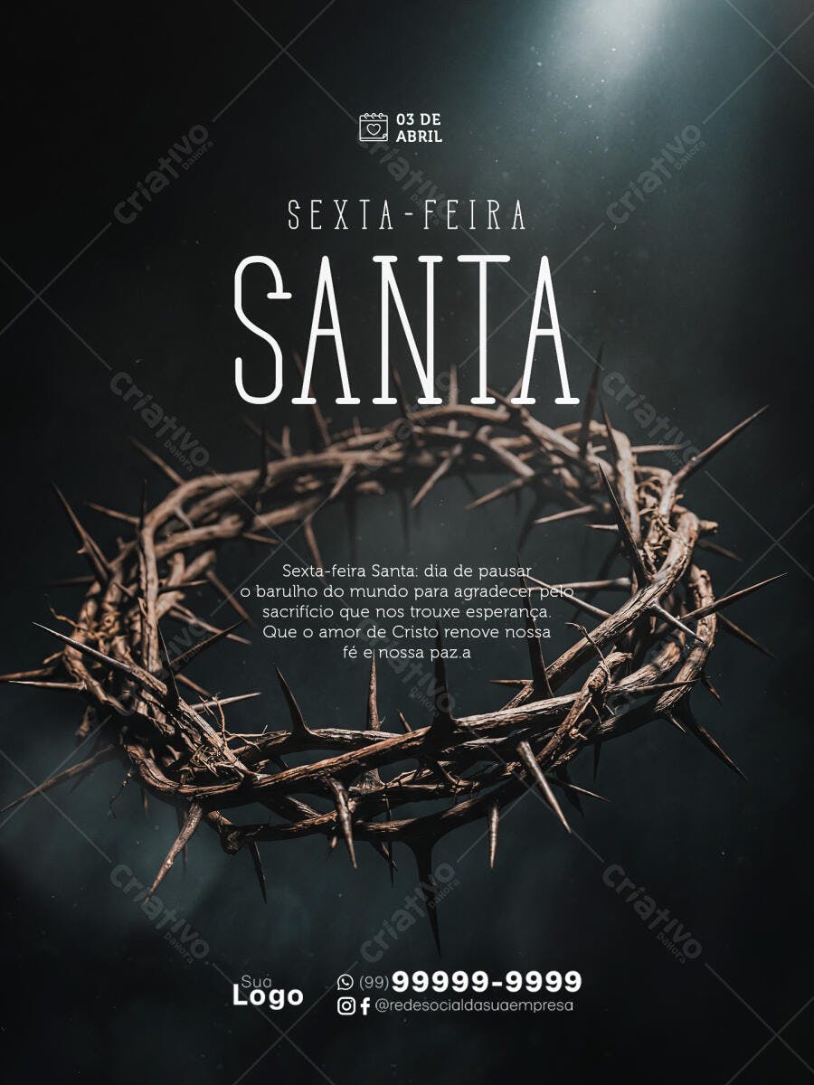 Post Instagram Sexta-Feira Santa Páscoa PSD Editável