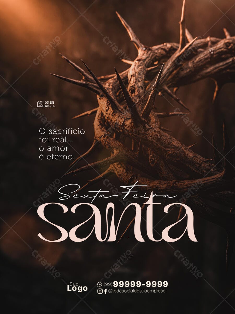 Post Instagram Sexta-Feira Santa Páscoa PSD Editável
