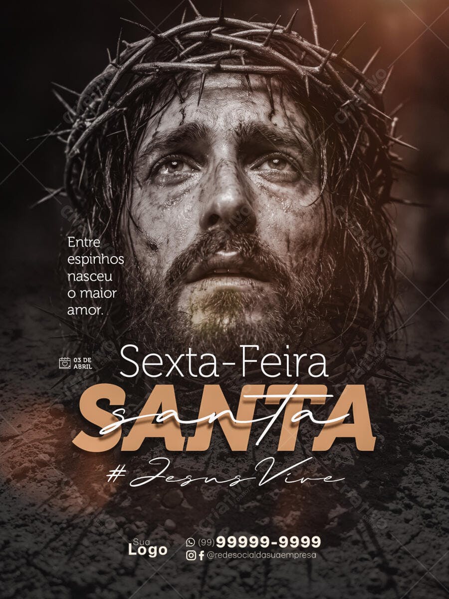 Post Sexta-Feira Santa Páscoa Religioso PSD Editável