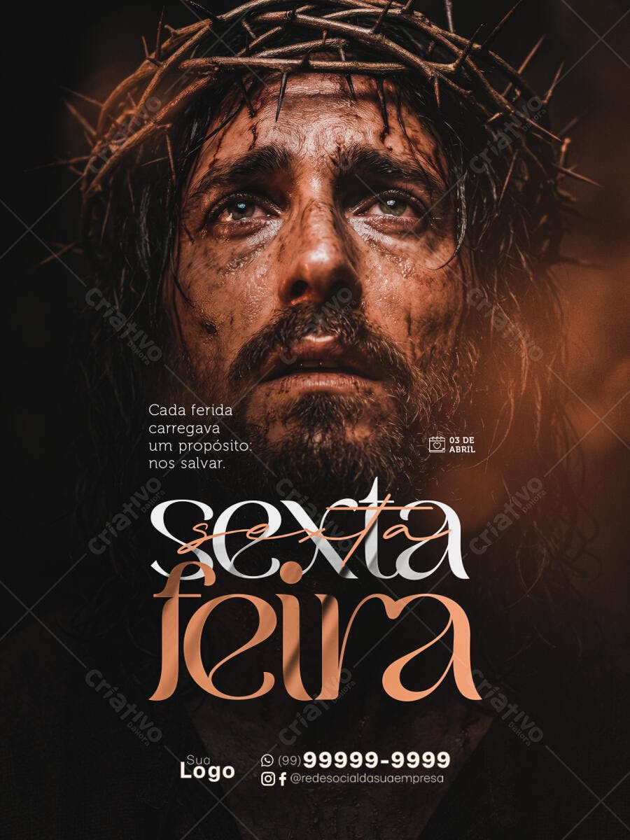 Post Instagram Sexta-feira Santa Páscoa PSD Editável