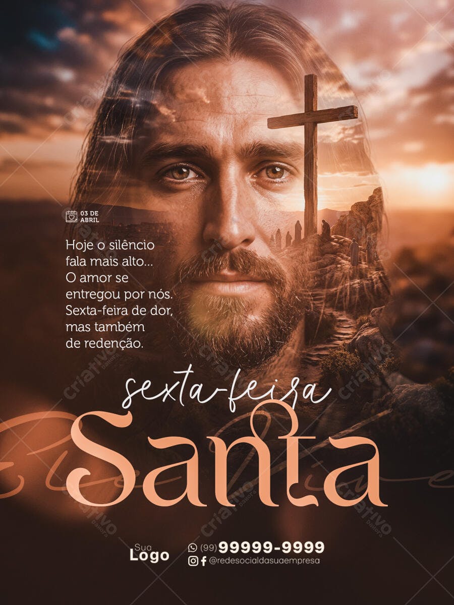 Post Instagram Sexta-feira Santa Abril PSD Editável