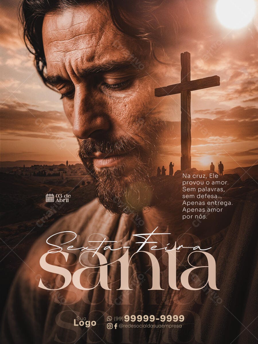 Post Sexta-Feira Santa Páscoa Religioso PSD Editável