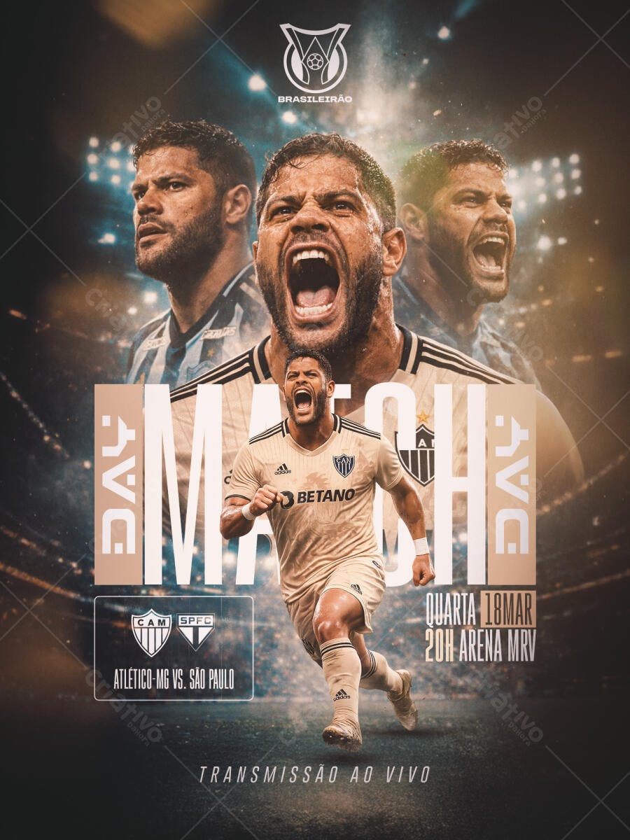 Post Futebol Brasileirão Atlético-MG x São Paulo PSD Editável