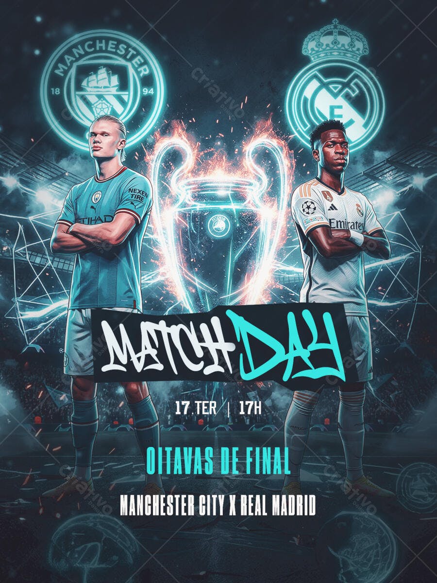 Post Instagram Futebol Match Day Champions League PSD Editável