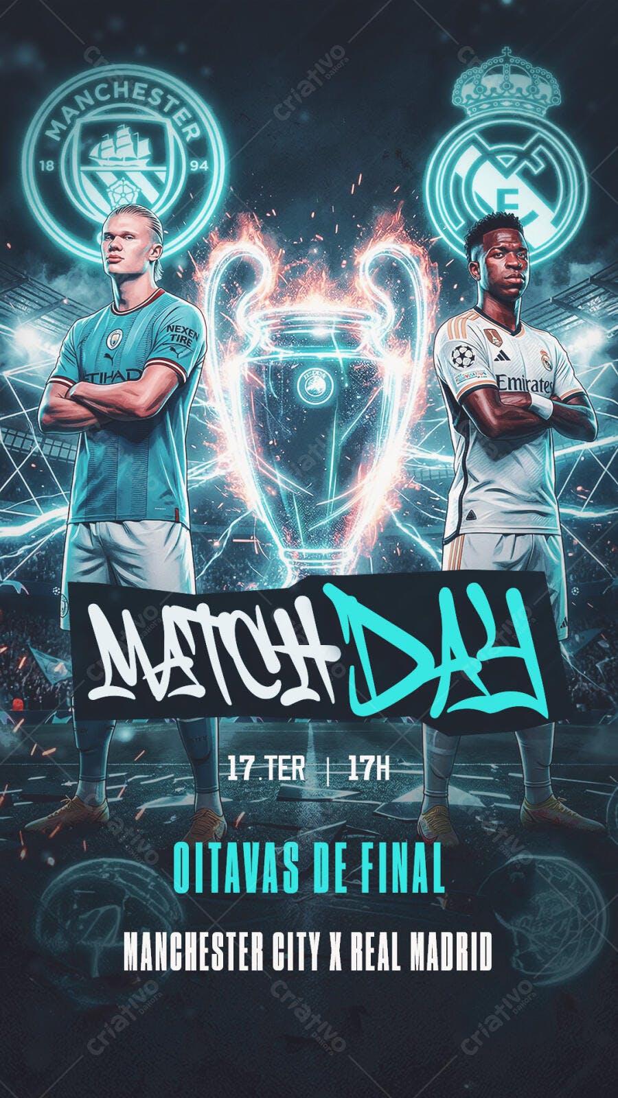 Story Instagram Futebol Match Day Manchester City Real Madrid PSD Editável