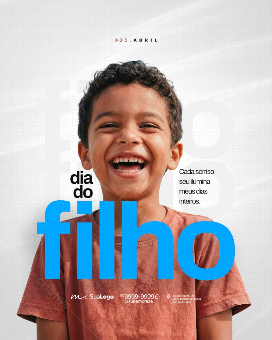 Post Instagram Dia do Filho 05 de Abril PSD Editável