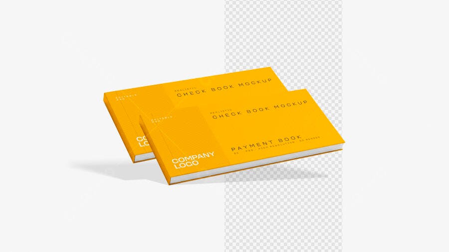 Mockup Livro Capa Dura Amarelo Vista Frontal Editável