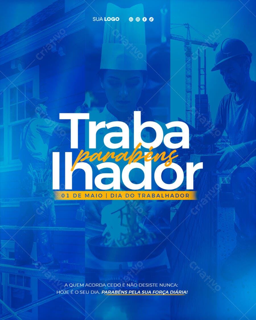 Post Dia do Trabalhador 1 de Maio PSD Editável