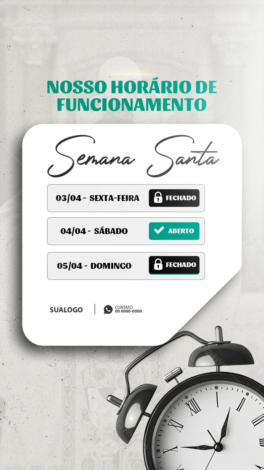 Horário Semana Santa 03 a 05/04 PSD Editável