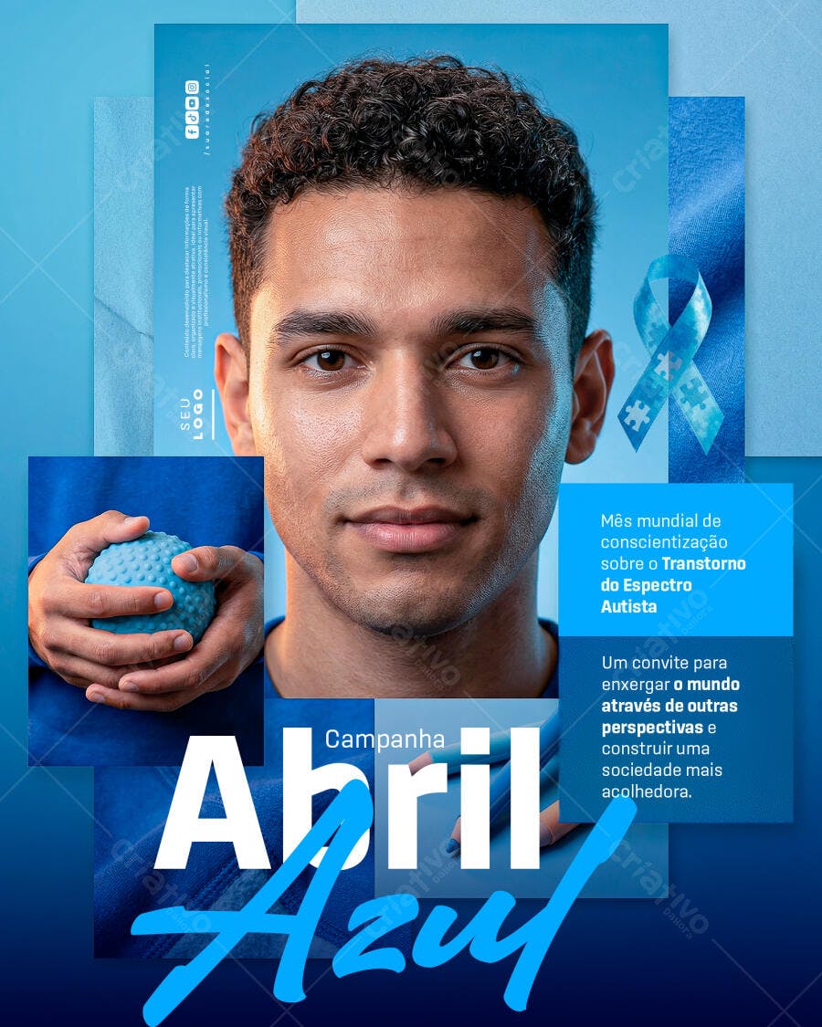 Social Media Campanha Abril Azul Autismo PSD Editável