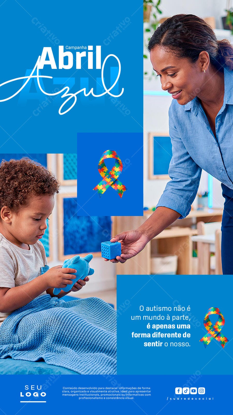 Social Media Abril Azul Autismo PSD Editável