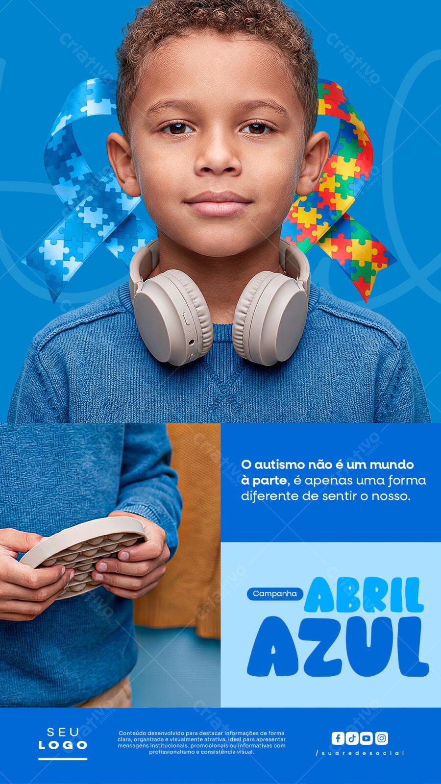 Campanha Abril Azul Social Media PSD Editável