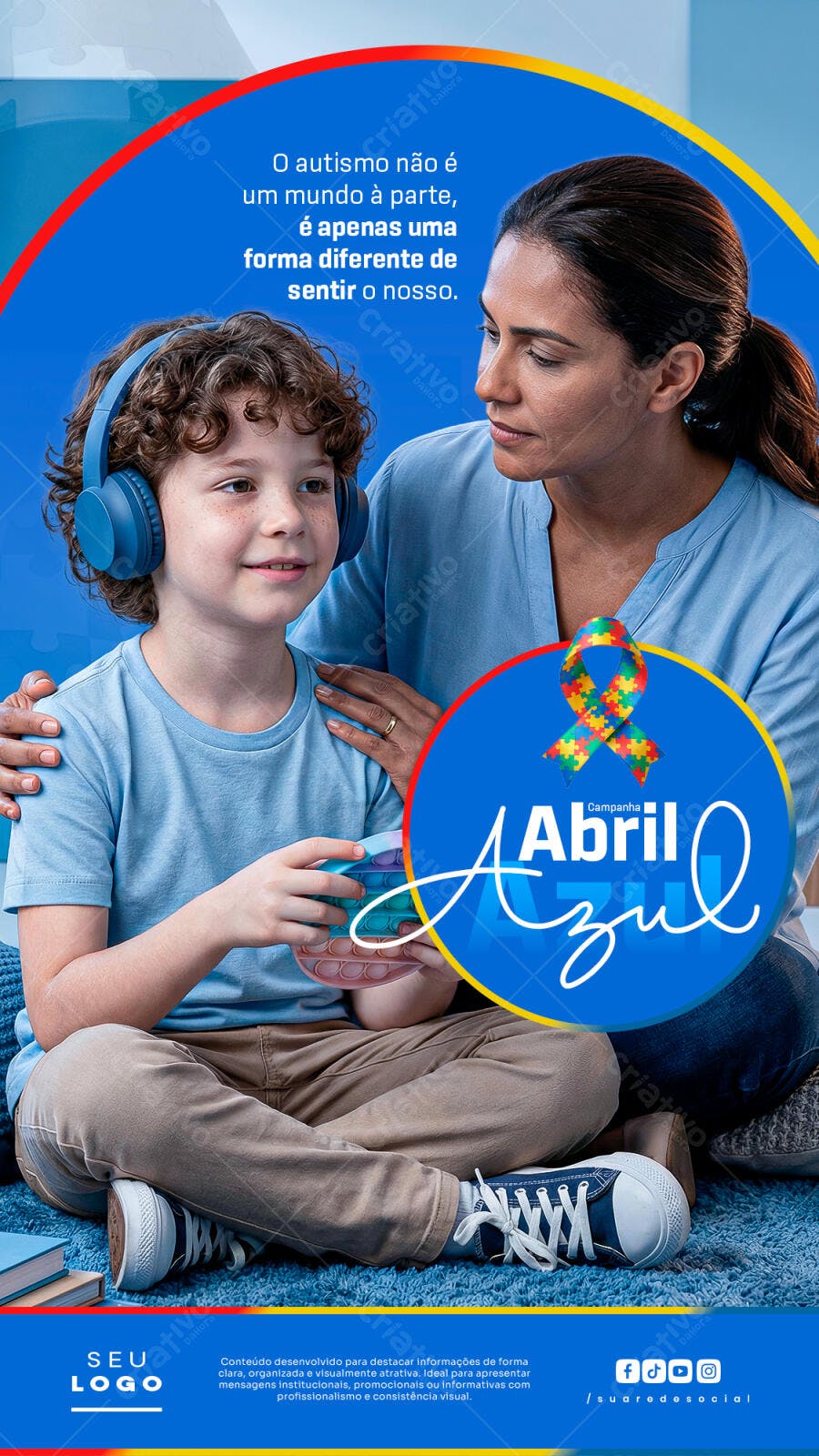 Social Media Abril Azul Conscientização Autismo PSD Editável