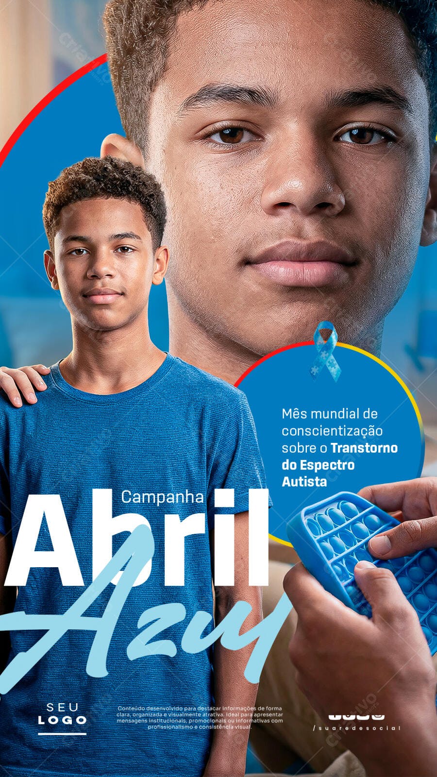 Campanha Abril Azul Conscientização Autismo PSD Editável