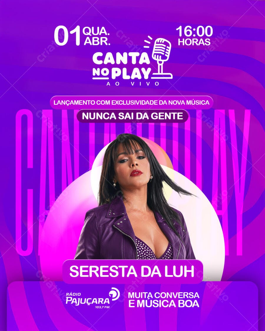 Flyer Seresta da Luh 01 Abr. Música Ao Vivo PSD Editável