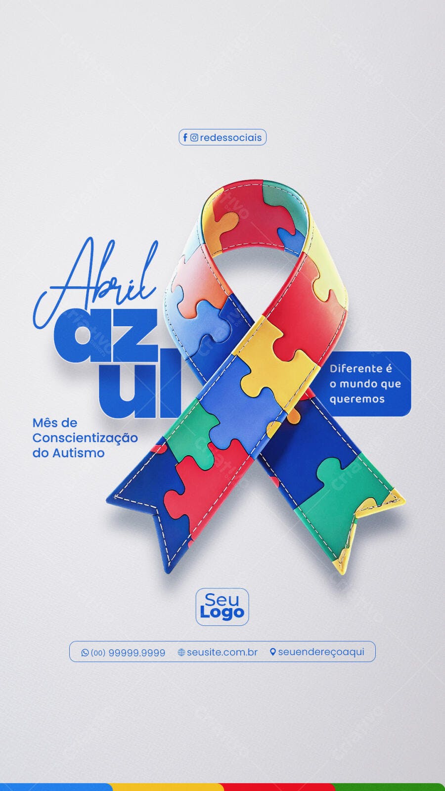 Abril Azul Mês Conscientização Autismo Social Media PSD Editável