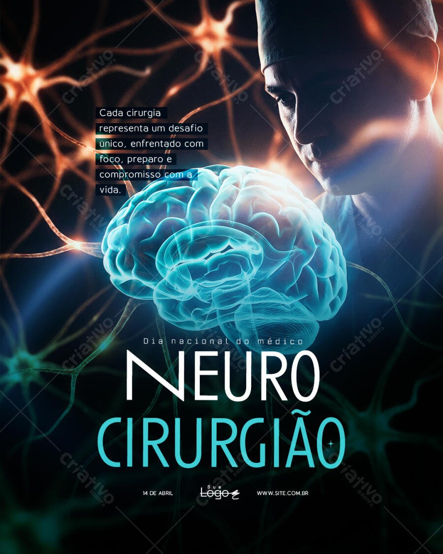 Post Instagram Dia Nacional do Médico Neurocirurgia PSD Editável