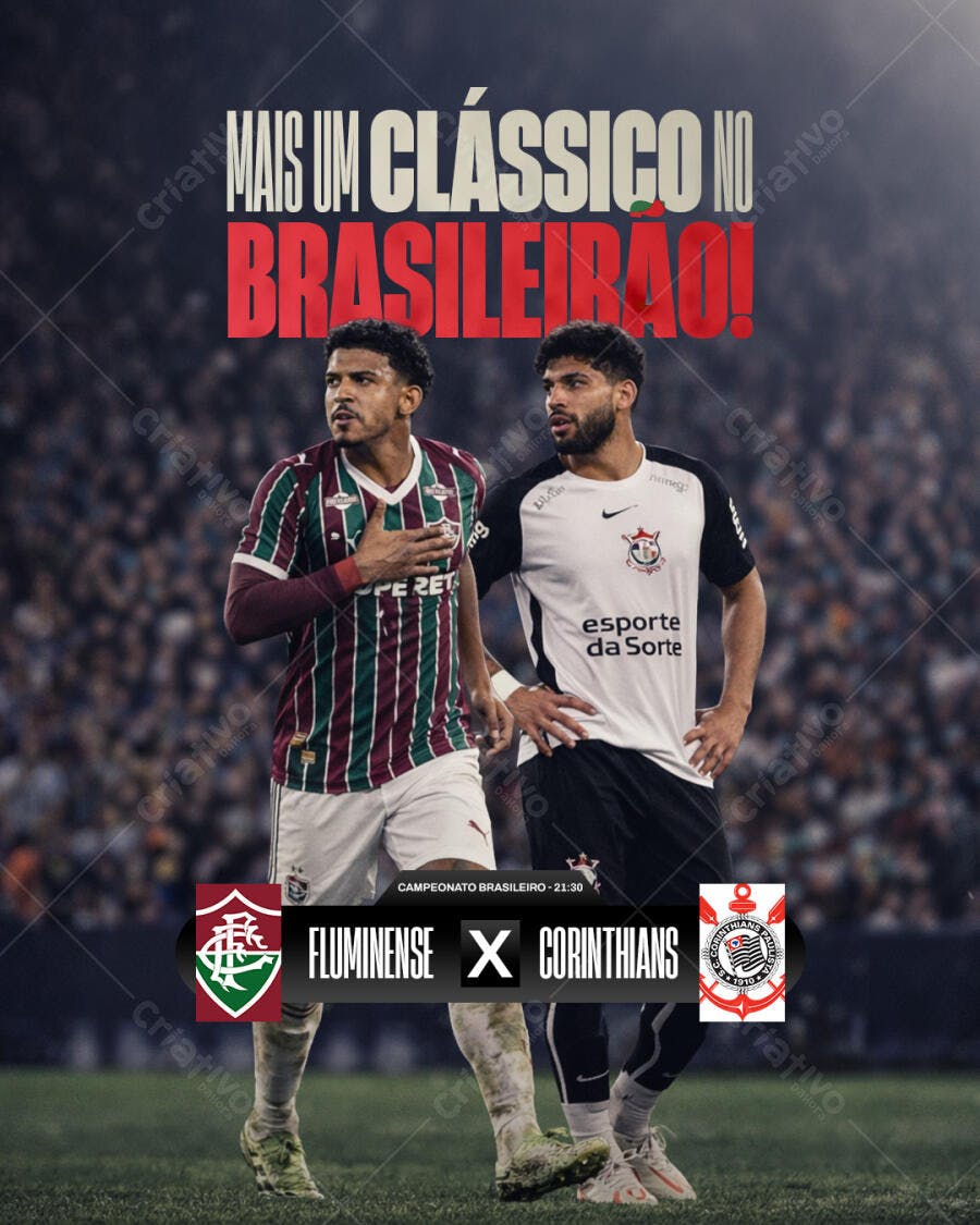 Post Instagram Futebol Brasileirão Fluminense Corinthians PSD Editável